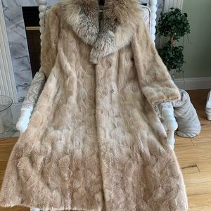 Mink paw long fur coat with Lynx collar